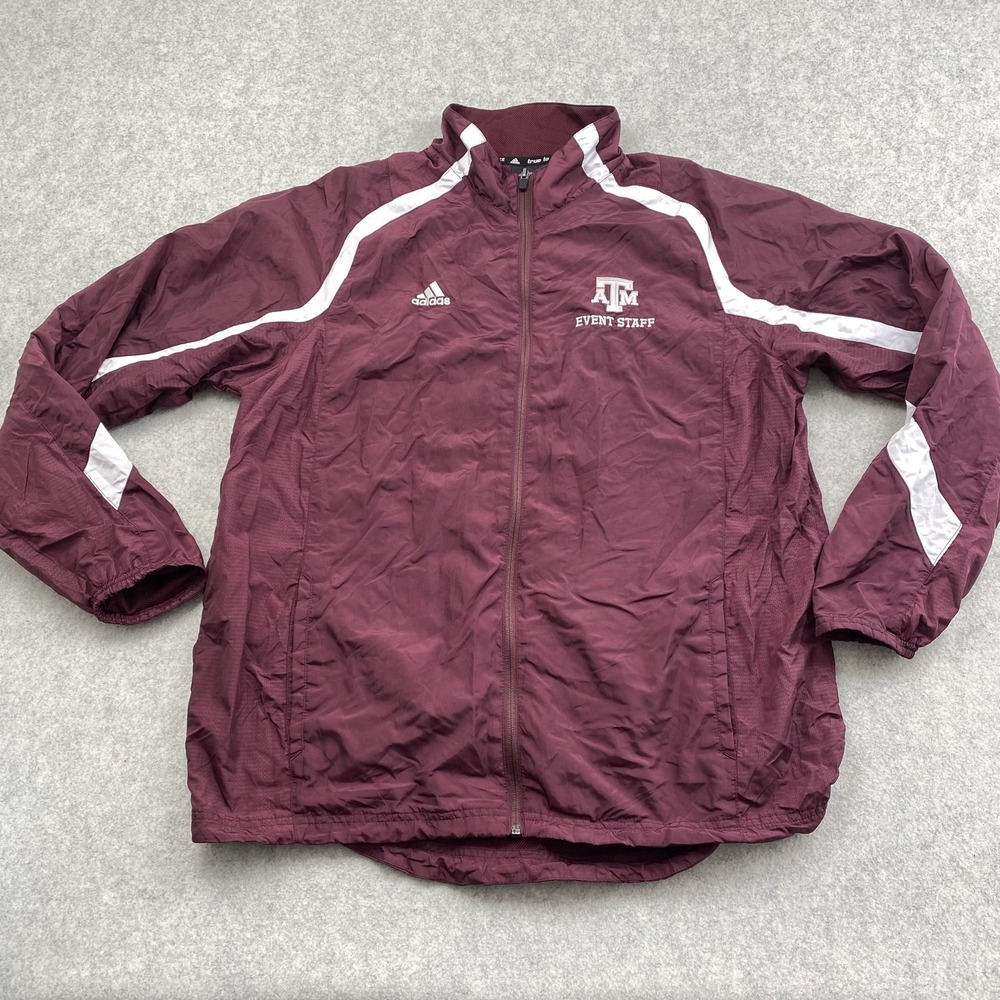 Texas A&M Aggies Jacket Mens Large Maroon Adidas Event Staff CLIMAPROOF 5883A 09